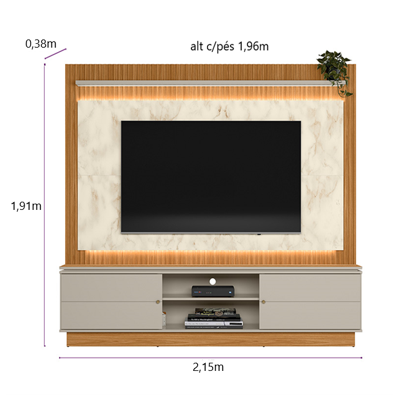 HOME GUARARAPES NATURE/OFFWHIT/PETRA 2.15M LED+P COD 658.027